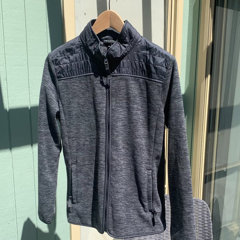 Talbots Grey Color Block Fleece Jacket
